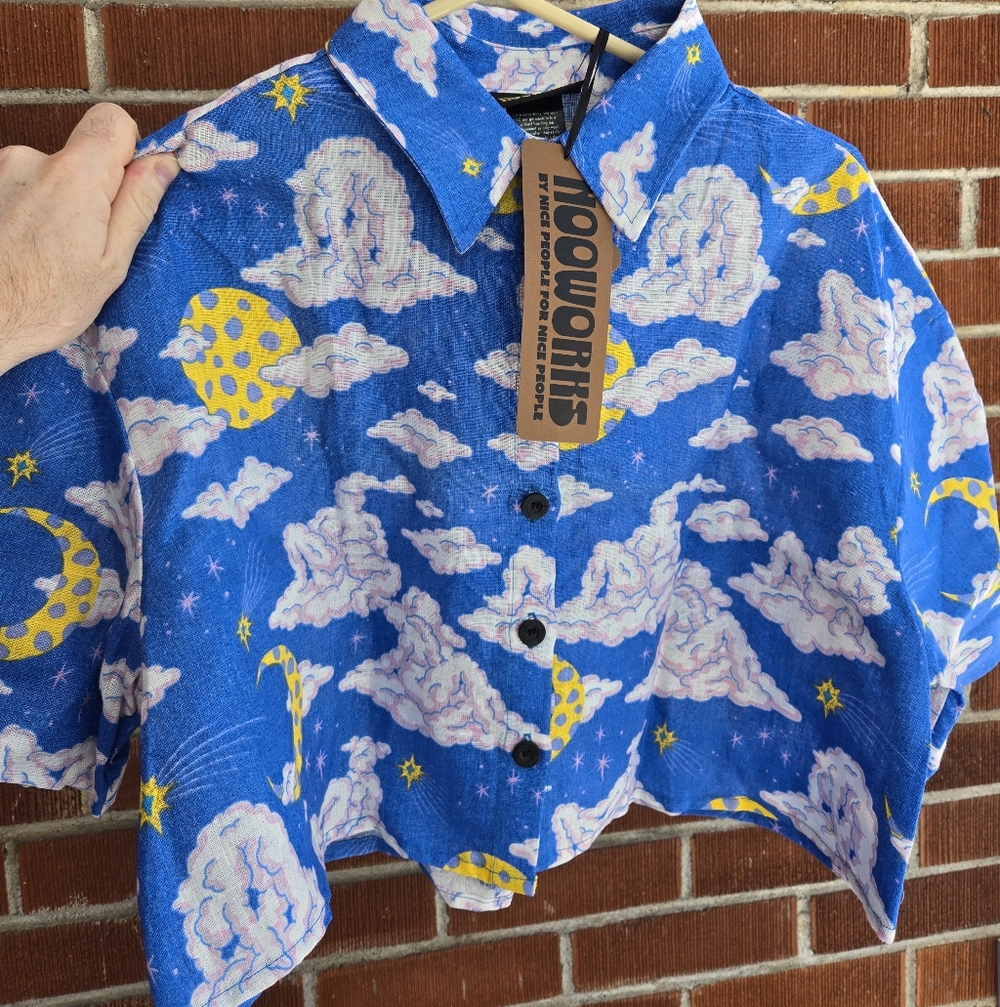 Nooworks Olivia Crop Top In Cloud People Print